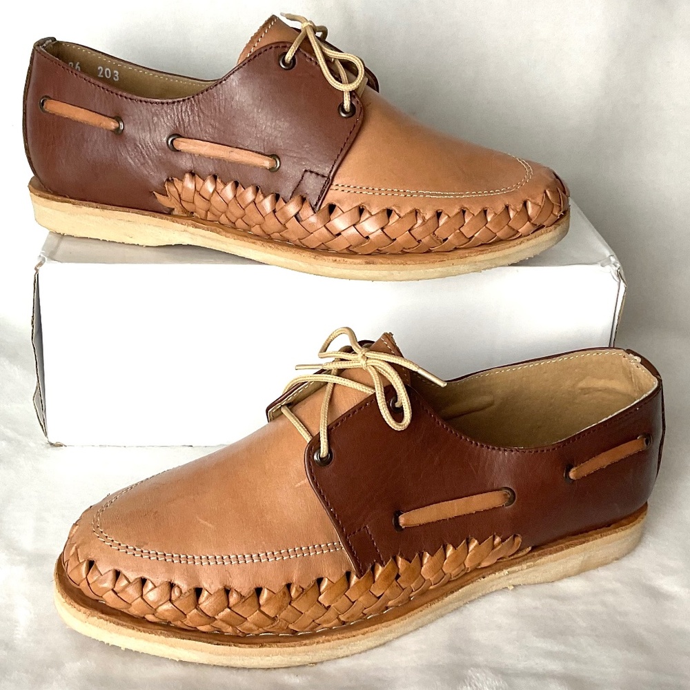 BROWN LEATHER MEN’S HUARACHE SLIP ON  SANDAL LOAFERS SIZE 9US/26Mex